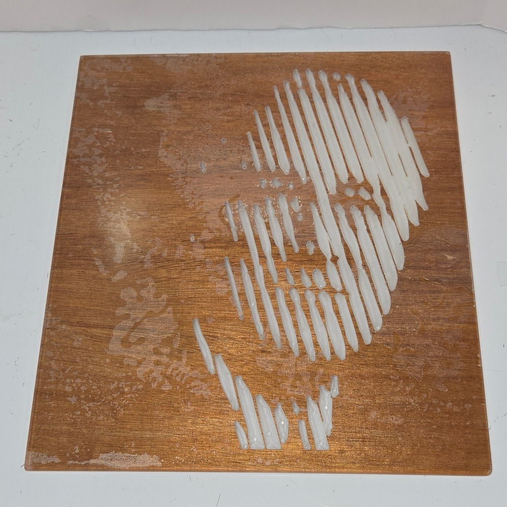 Modern Abstract Face Wood Resin Wall Art Portrait Plaque 12x13 Brown White Decor